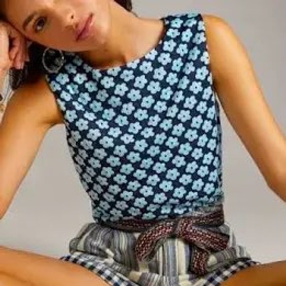 Eva Franco floral jacquard sleeveless top size xl